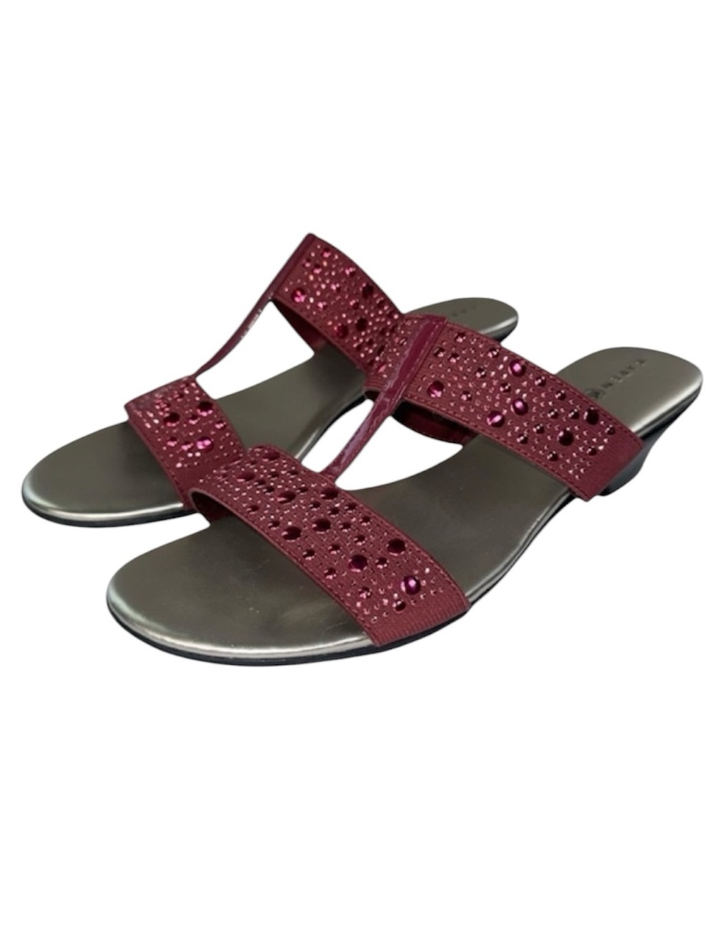 Karen Scott Eddina Raspberry Embellished Slide Sandal Studded Low Heel Size 7.5